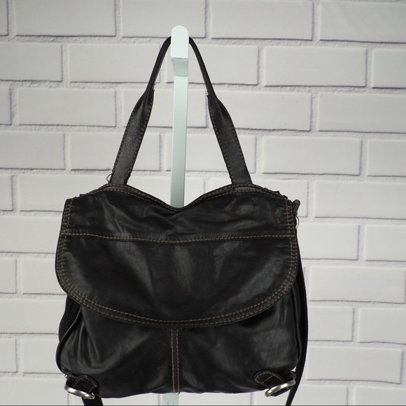 black leather crossbody saddle bag